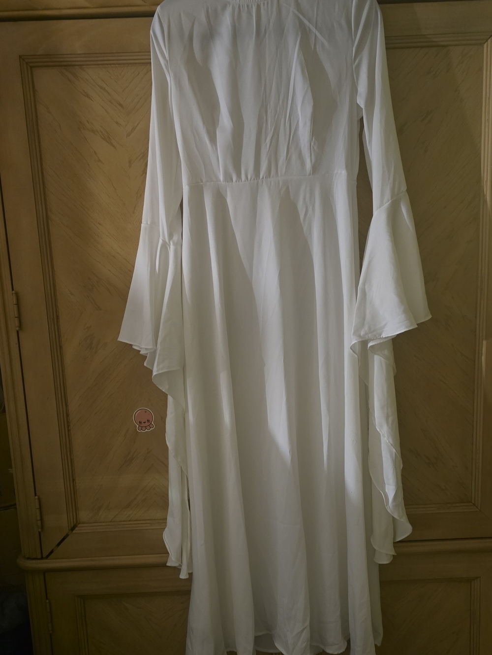 White Flowing Long-Sleeve Maxi Dress